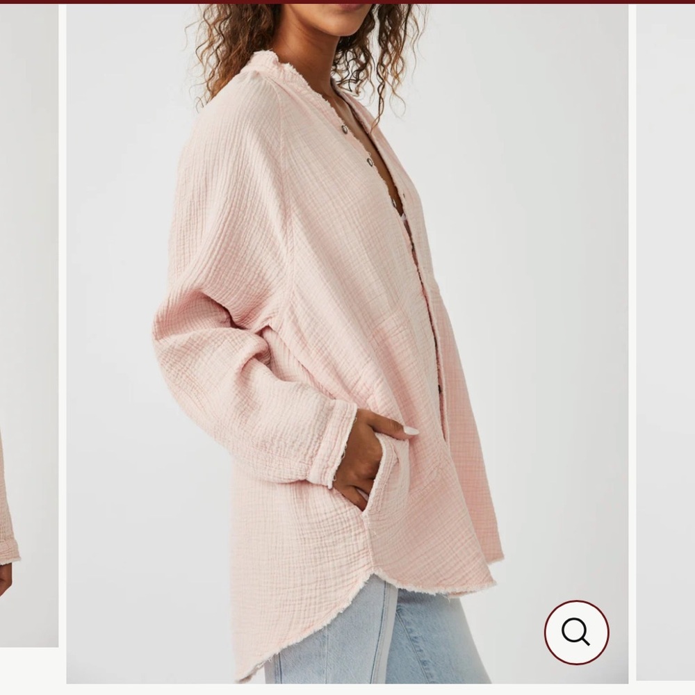 Free People Daydreamer Pink Textured Button-Up Top